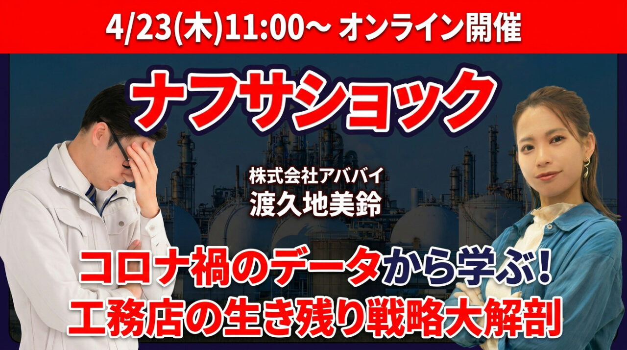 【緊急】ナフサショック!コロナ禍のデータから学ぶ、工務店の生き残り戦略を公開 アイキャッチ 【緊急】ナフサショック!コロナ禍のデータから学ぶ、工務店の生き残り戦略を公開 アイキャッチ